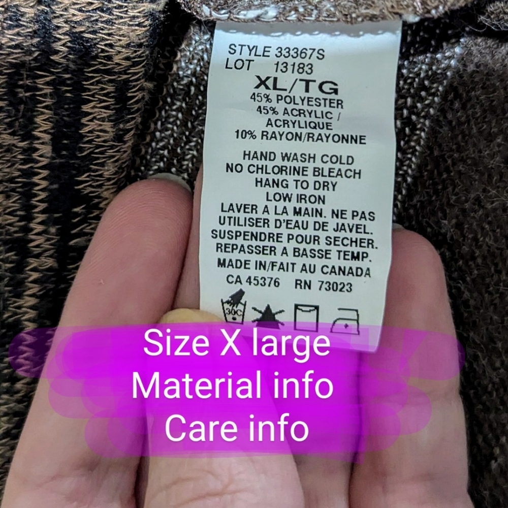 Suzy Shier size XL EUC brown & tan short sleeve cowl neck top - Picture 4 of 12